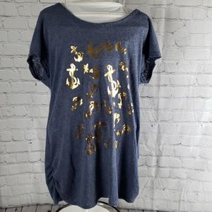 Blue nautical maternity shirt